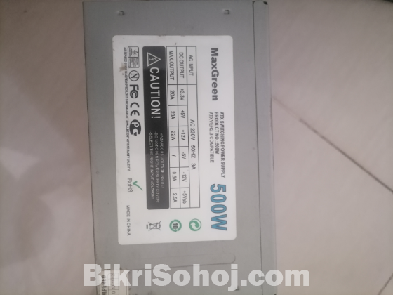 Maxgreen Power supply 500 watt short cable length